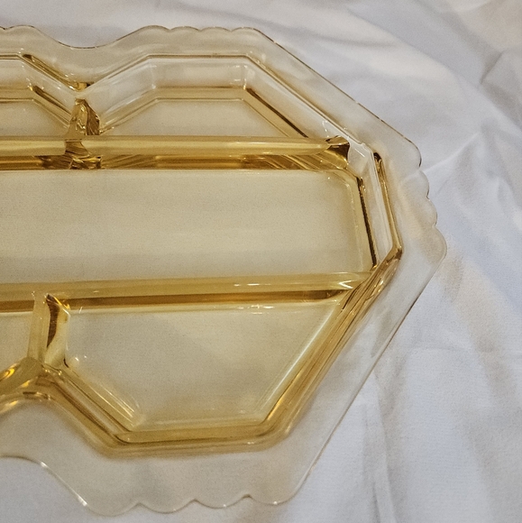 Rare Topaz Yellow Fostoria Mayfair 5-Part Smooth Glass Oblong Relish Dish Tray - Picture 16 of 16